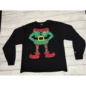 Champion Indiana Hoosiers Long Sleeve Elf Graphic T Shirt Size XL Rare Design